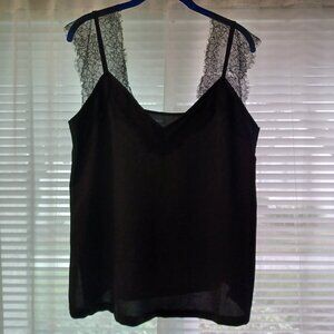 Black camisole with lace shoulders - Size M